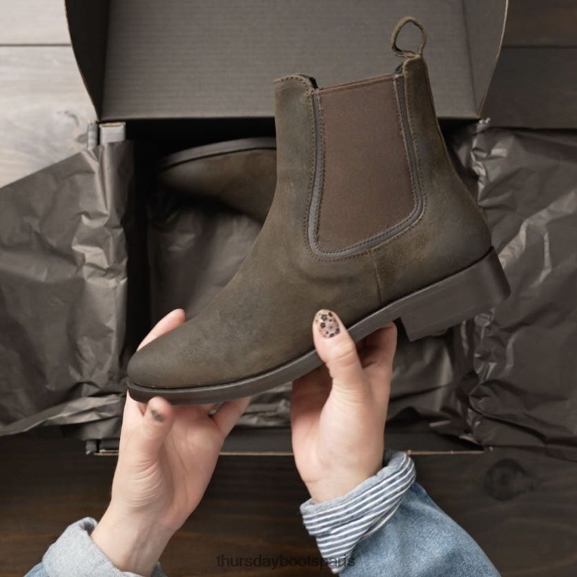 chaussures FX48NR325 femmes daim olive foncé Thursday Boots duchesse