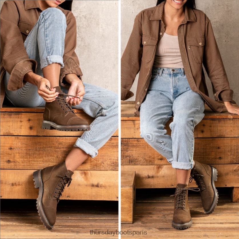 chaussures FX48NR354 femmes bronzage mat Thursday Boots capitaine