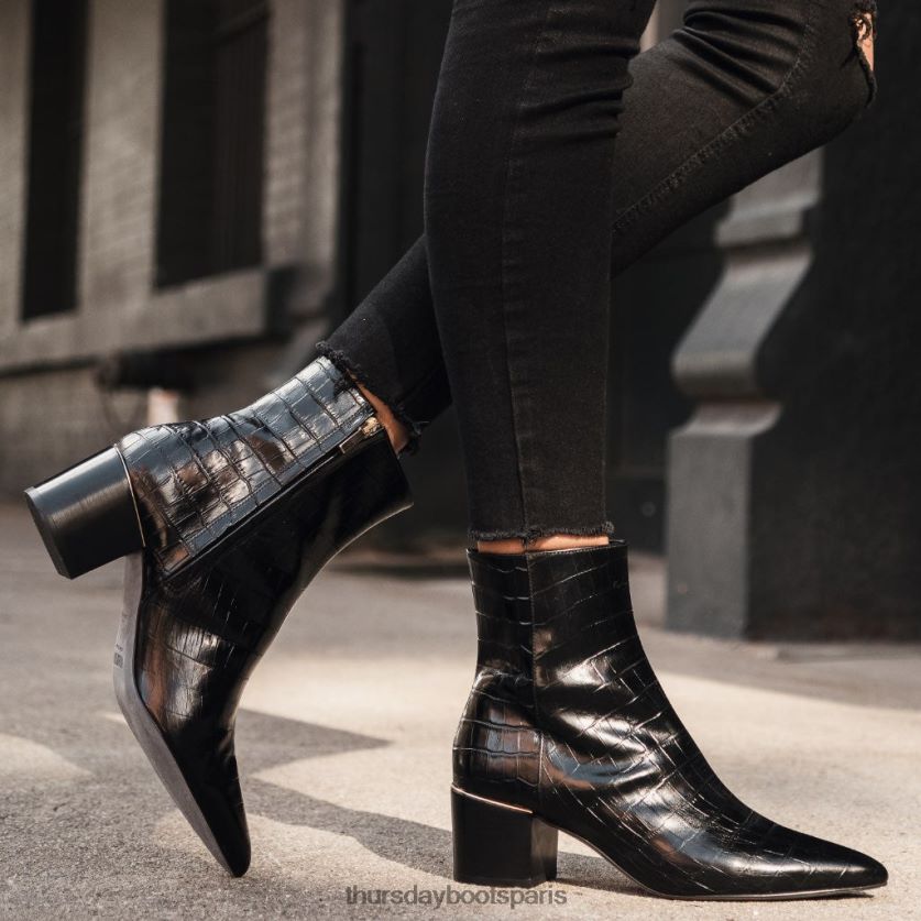 chaussures FX48NR414 femmes croco noir Thursday Boots lune