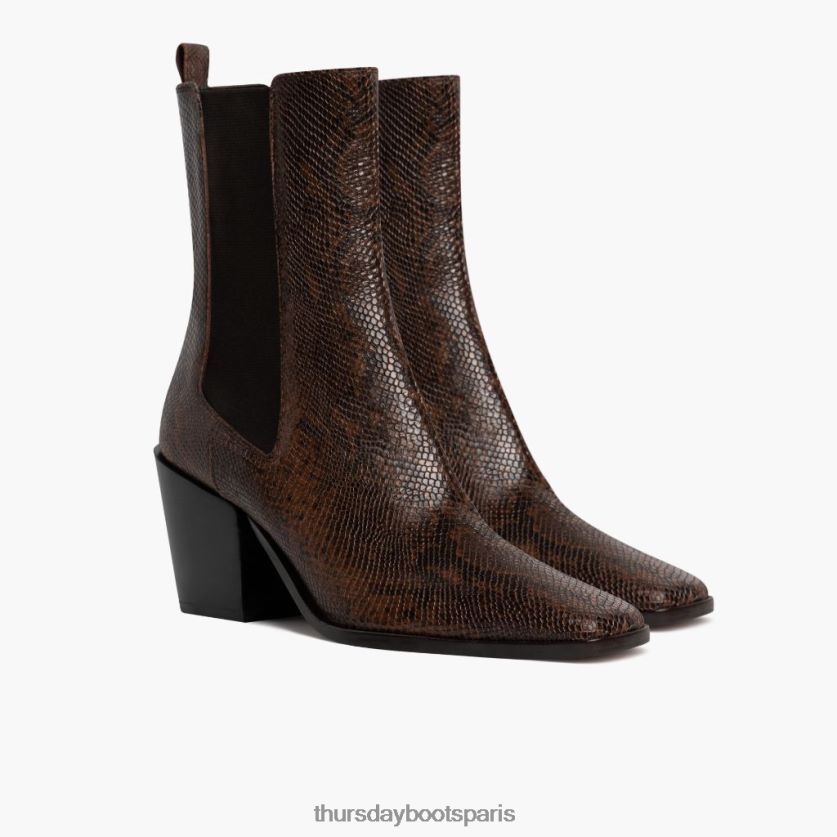 chaussures FX48NR426 femmes imprimé serpent chocolat Thursday Boots soho