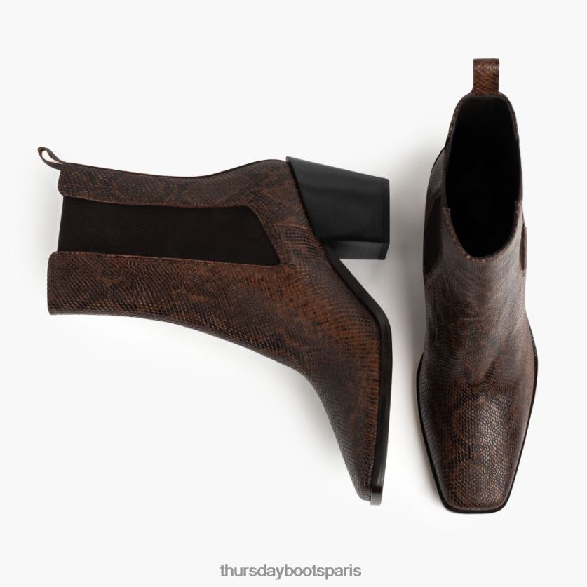 chaussures FX48NR426 femmes imprimé serpent chocolat Thursday Boots soho
