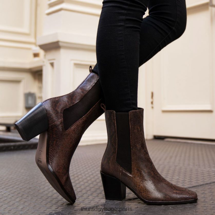 chaussures FX48NR426 femmes imprimé serpent chocolat Thursday Boots soho