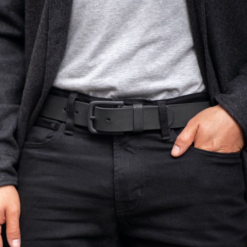 accessoires FX48NR176 Hommes noir mat Thursday Boots ceinture en cuir héritage