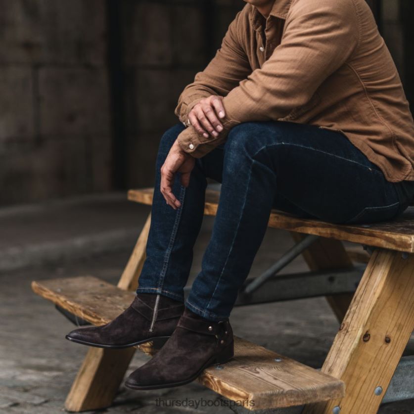 chaussures FX48NR91 Hommes daim marron foncé Thursday Boots harnais