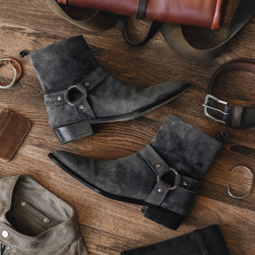chaussures FX48NR92 Hommes daim gris Thursday Boots harnais