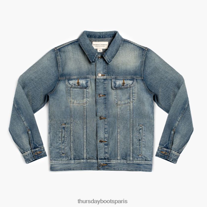vêtements FX48NR230 Hommes indigo lavé Thursday Boots veste de camionneur en jean