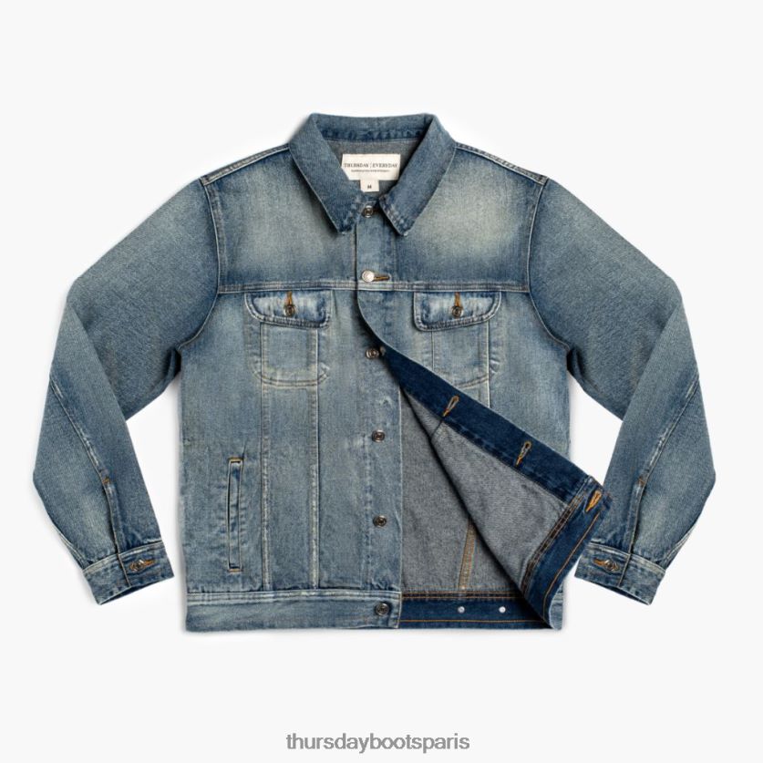 vêtements FX48NR230 Hommes indigo lavé Thursday Boots veste de camionneur en jean